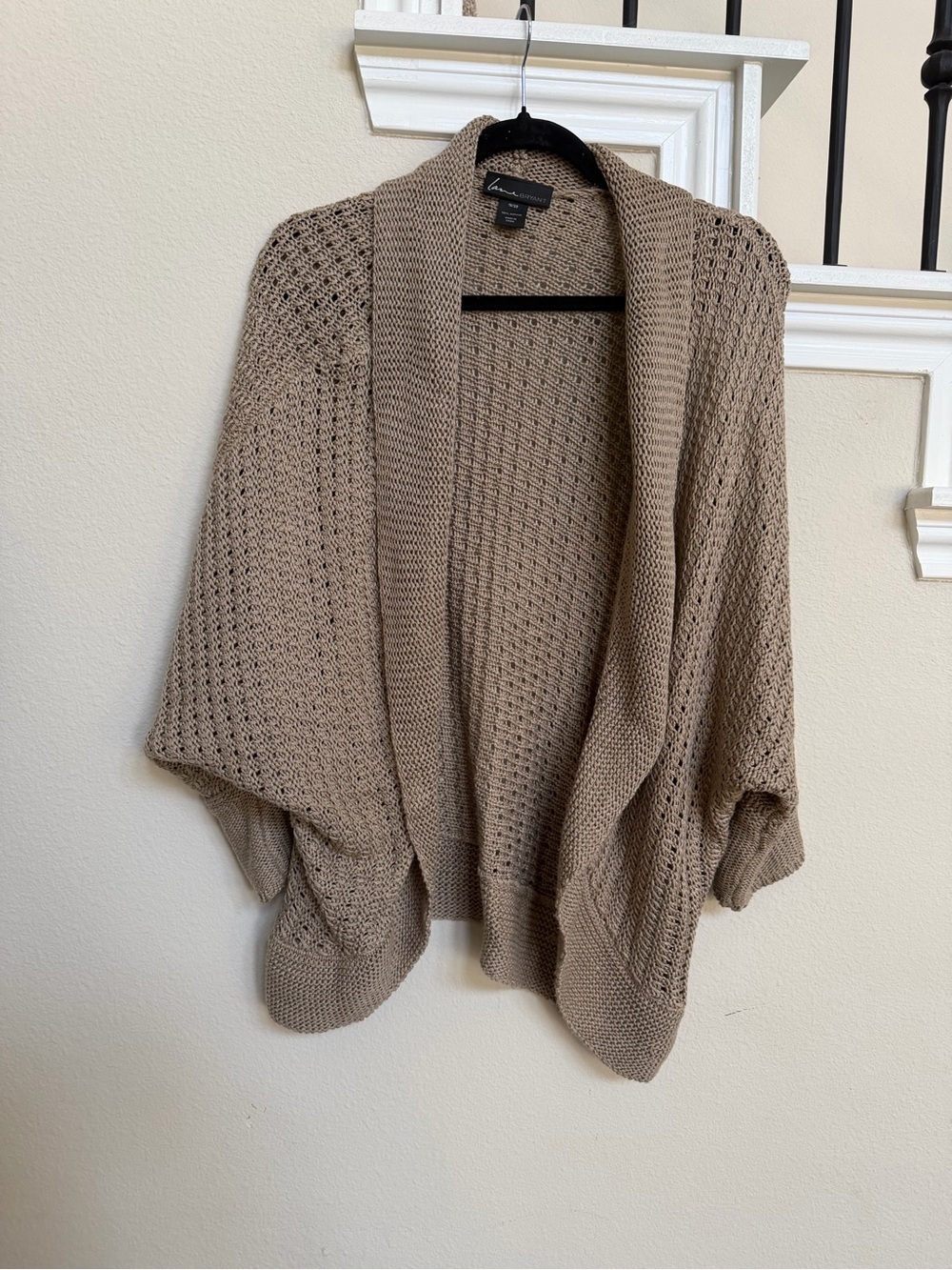Lane Bryant Open-Front Knit Cardigan in Taupe